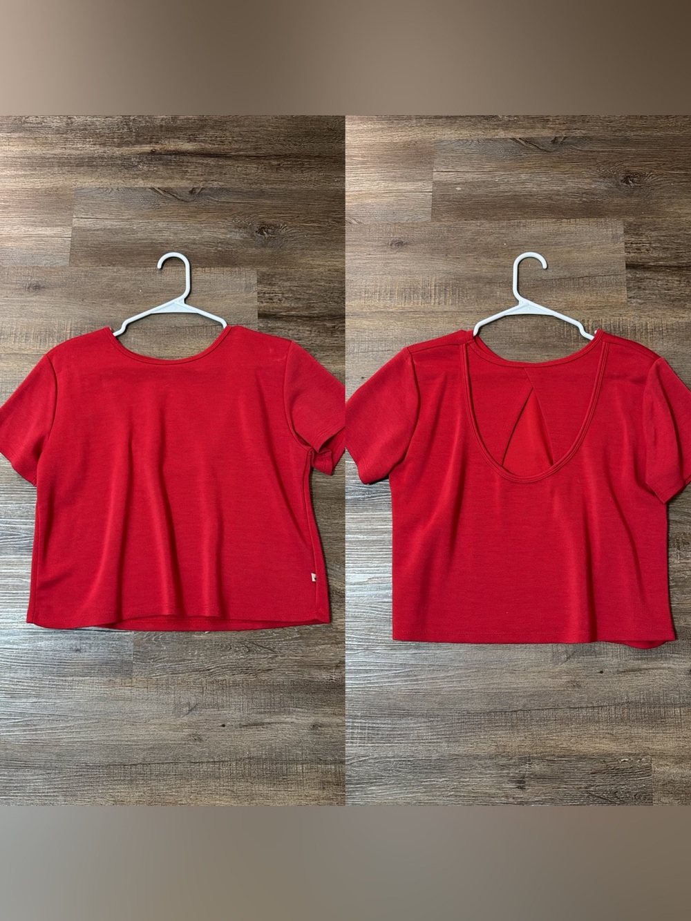 Jessica Simpson Red Short Sleeve Scoop-Back Crop Top